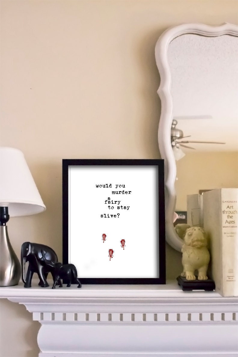 Geek Art: "Would you murder a fairy" - 11x14 Zelda Inspired Art Print