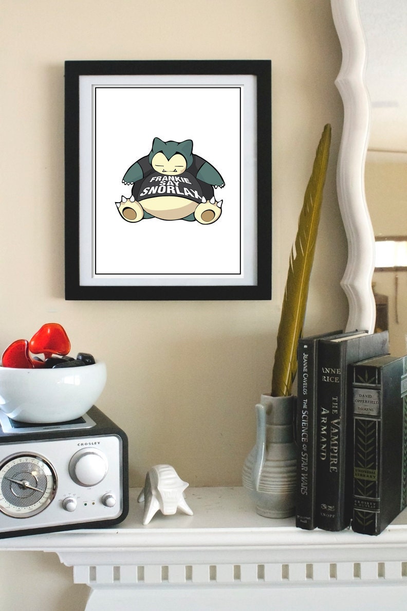Geek Art: "Frankie Say Snorlax"- 11x14 Pokemon and '80s Inspired Gamer Mashup Print