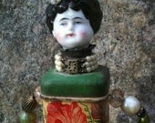 Vintage Tin Found Objects Assemblage Art Doll / Duchess of Devonshire