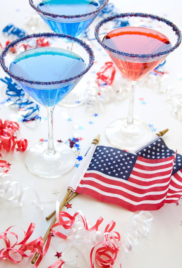 Cocktail rim sugar - patriotic red white & blue - colored sugar for drinks