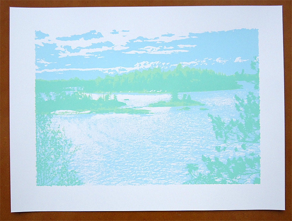 Island Lake Screen Print Poster