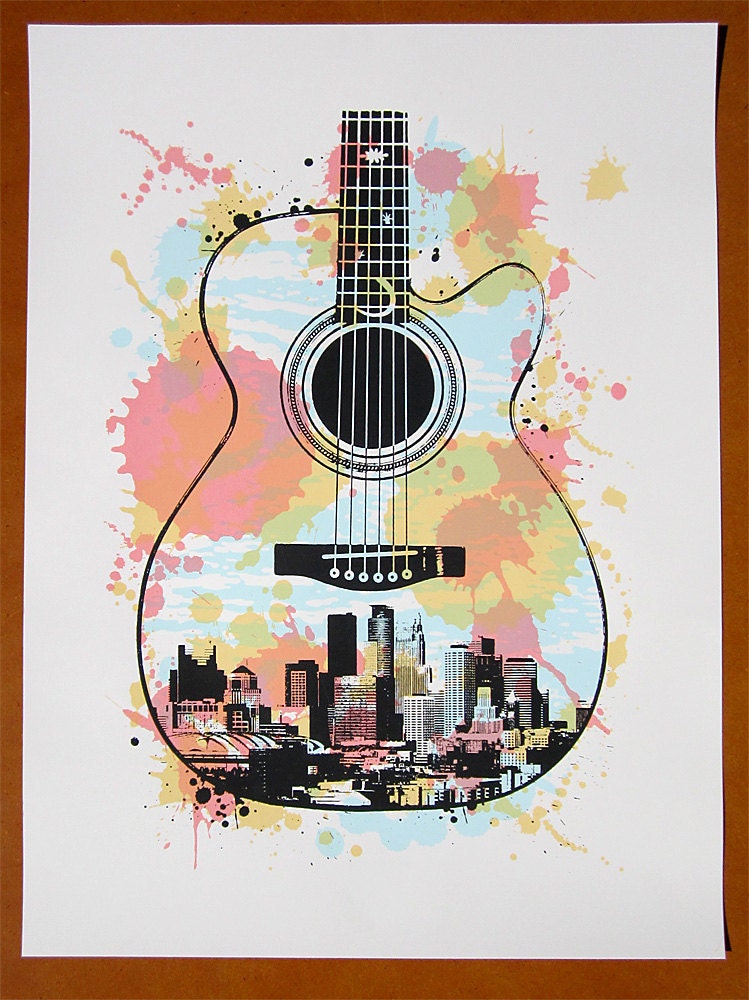 Minneapolis Guitar Screen Print Poster