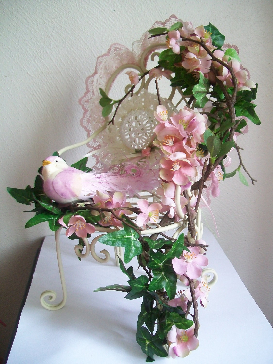 Victorian Centerpiece - Victorian Garden Chair Tabletop Centerpiece