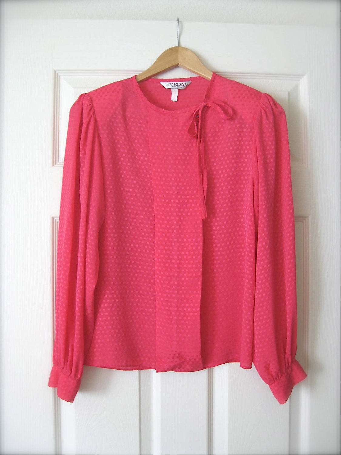 1980s Does 1940s Vintage Hot Pink Secretary Blouse