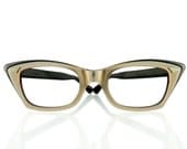 Reduced - Vintage 1950's Mb Optical eyeglasses in opalescent pearl/black - FREE DOMESTIC SHIPPING