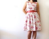 Vintage inspired tea dress Pink and golden roses Bridesmaid dress