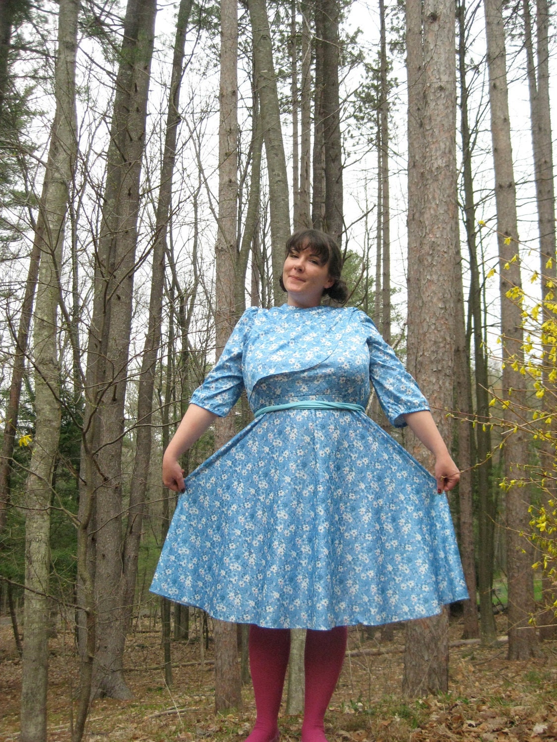 baby blue blooms - plus size drape dress