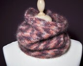 Hand Knit Cowl Infinite Scarf Silky Mohair Wool