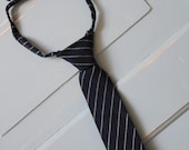 Toddler Ties - Dark Navy Blue and Cream Pinstripes  - Boys Neck Ties