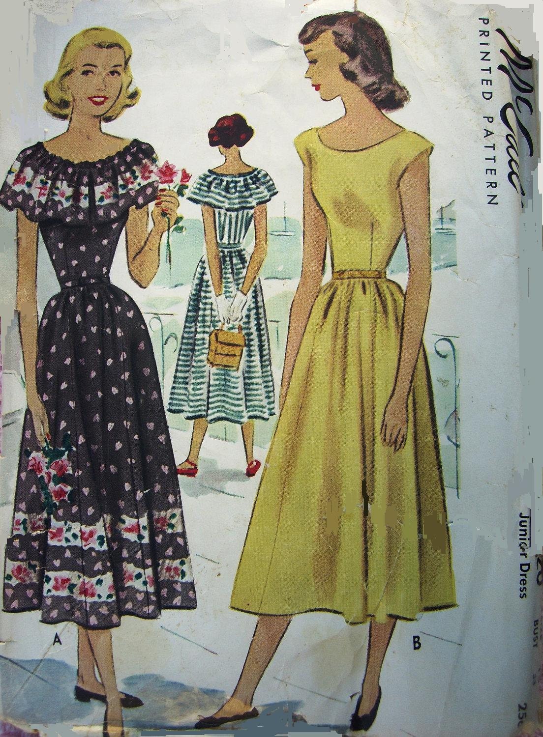 McCall 7220 Womens  Peasant Dress 1940s Vintage Pattern