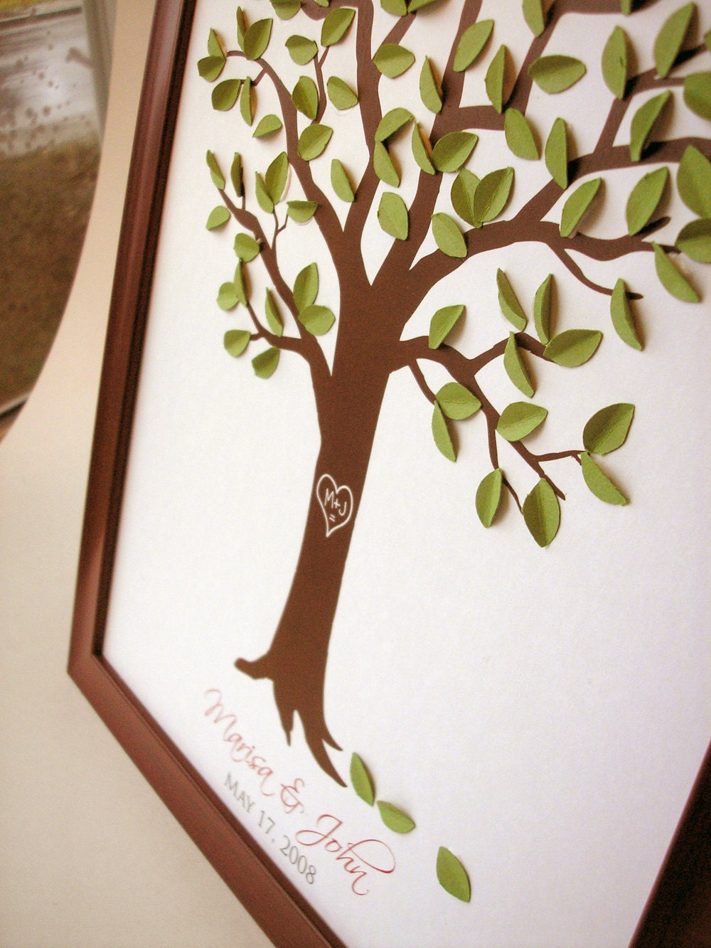 Tree Wedding Guestbook Alternative with 3D leaves - Customized - Starting at 65 Dollars