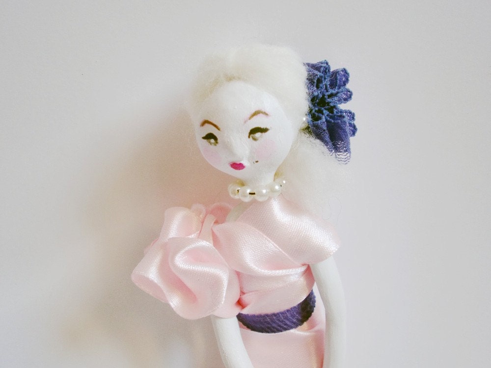 Doris the Diamond Friend - Original Handmade Paper Clay Doll - One Of A Kind