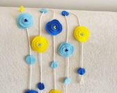 Felt garland Felt Flowers Sunshine Blue bunting Home decor nursery wall art Blue yellow europeanstreetteam