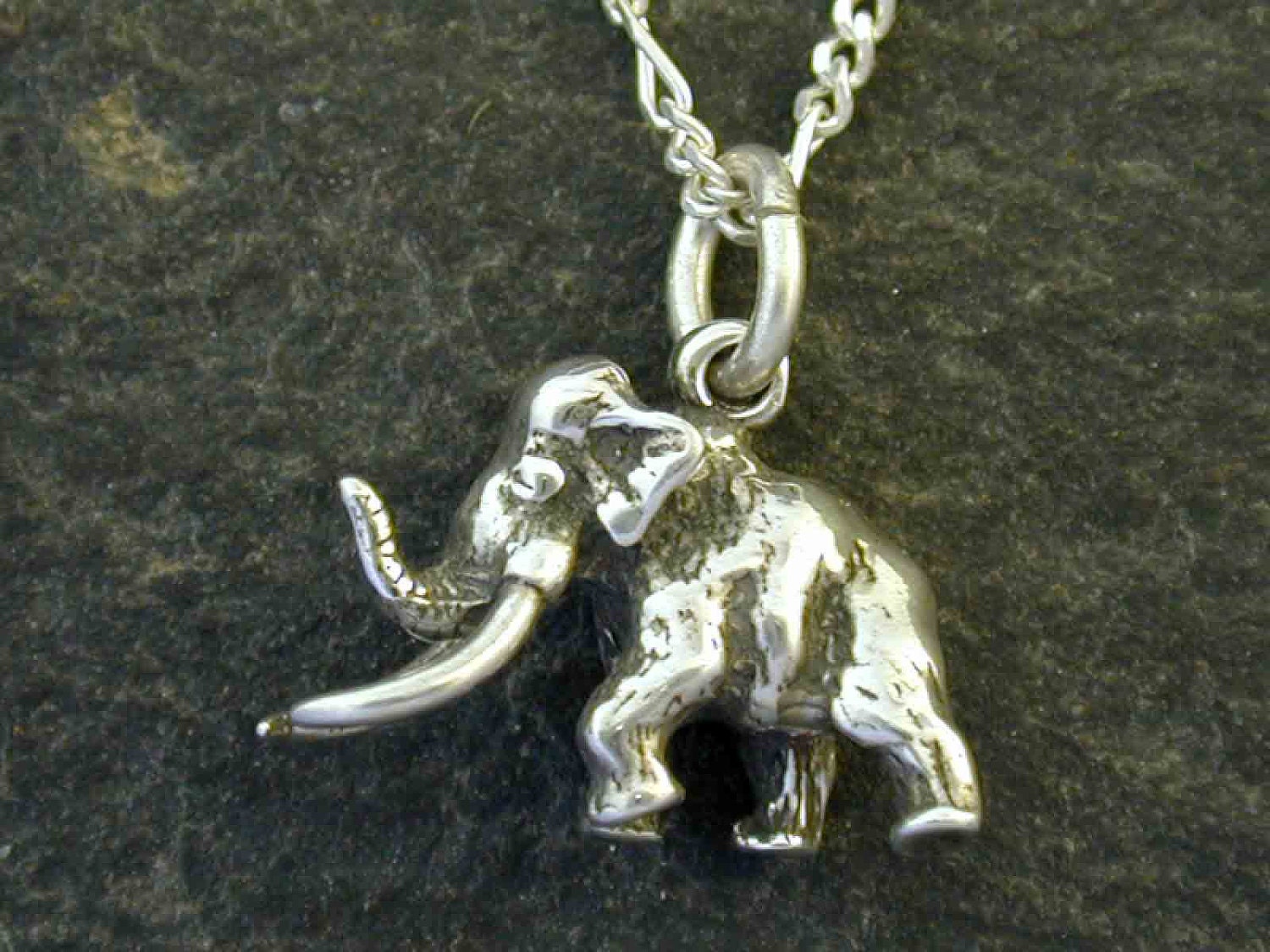 Sterling Silver  Mammoth Elephant Pendant on Sterling Silver Chain.