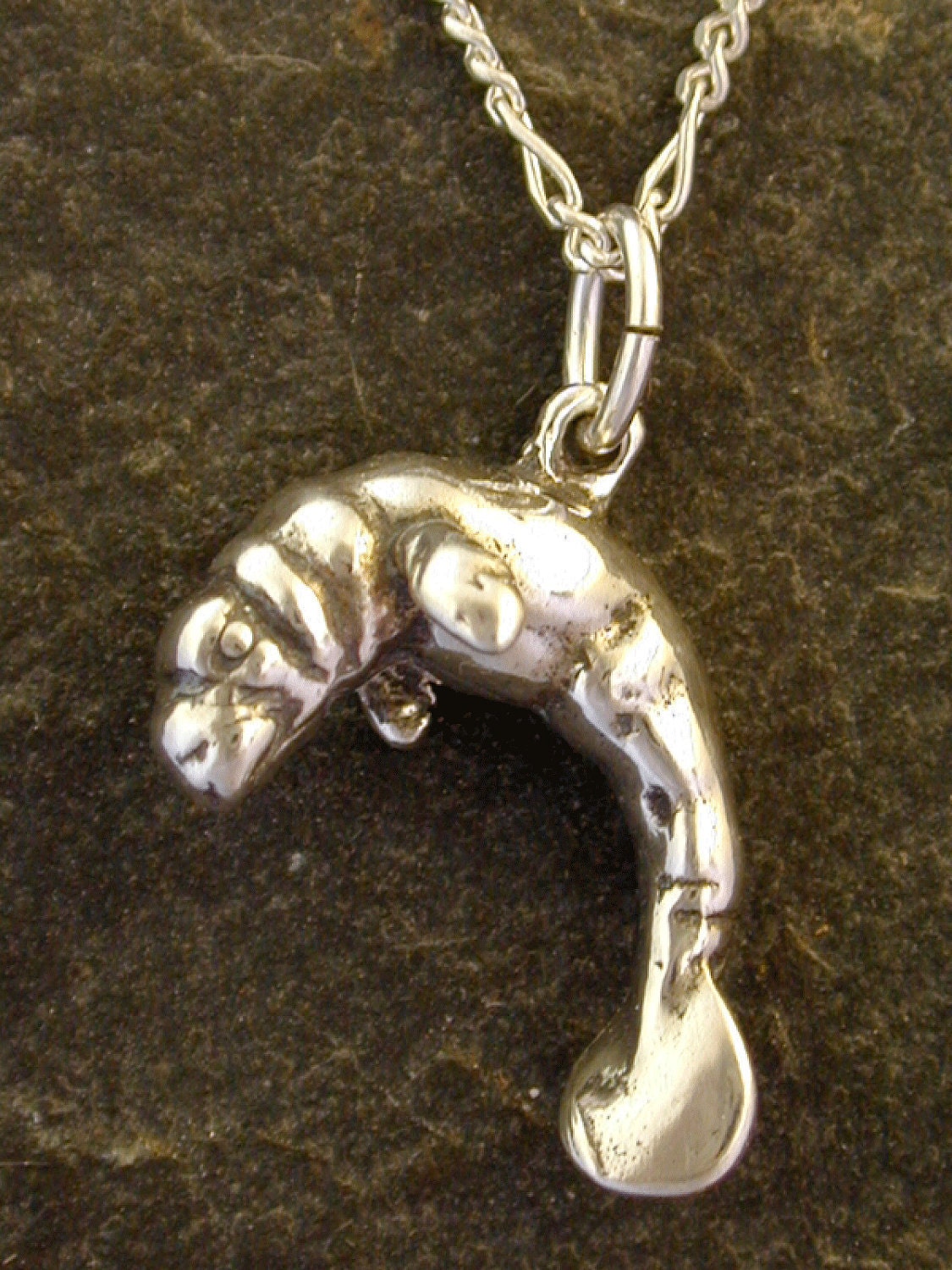 Sterling Silver Manatee Pendant on a Sterling Silver Chain
