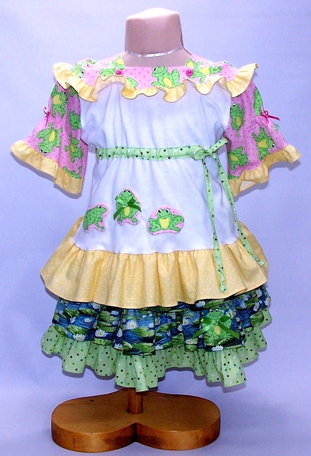 Girls OOAK Knit Shirt Ruffles Handmade