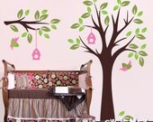 Children Wall Decal Wall Sticker Kids Wall decal Art - Birdland Tree with Birds - Children Wall Decals -TRBL030R