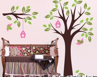 Children Wall Decal Wall Sticker Kids Wall decal Art - Birdland Tree with Birds - Children Wall Decals -TRBL030R