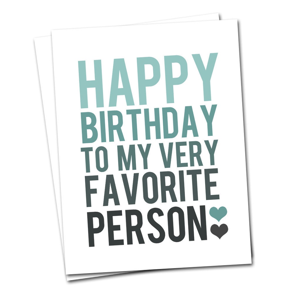 HAPPY BIRTHDAY CARD - Blue and Grey Typography Birthday Greeting Card and Envelope