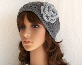Crochet headband, headwrap, earwarmer - gray - handmade Winter Fashion Winter Accessories by Sandy Coastal Designs