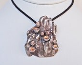 Fine Silver Mushroom Pendant for Men Cup Fungi OOAK Handmade