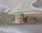 Vintage Porcelain Thimble Hand Painted Signed
