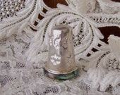 Vintage Sterling Silver Thimble 925 Abalone Shell Border