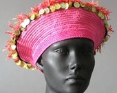 Sculptural Earthy Crochet Hat with a Huge Wooden Button...