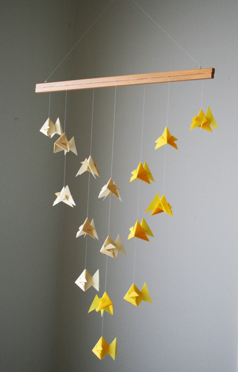 Origami Mobile - Goldfish School of Fish - Hanging Decor - Origami Paper Sculpture - Modern Mobile