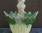 McCoy Pottery Basket Vase or Planter. Leaves & Berries. Vintage 1950s. Scarce.
