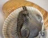 Nautical Necklace -  Seahorse in Cast Bronze