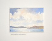Original ACEO watercolor painting - Bright Clouds