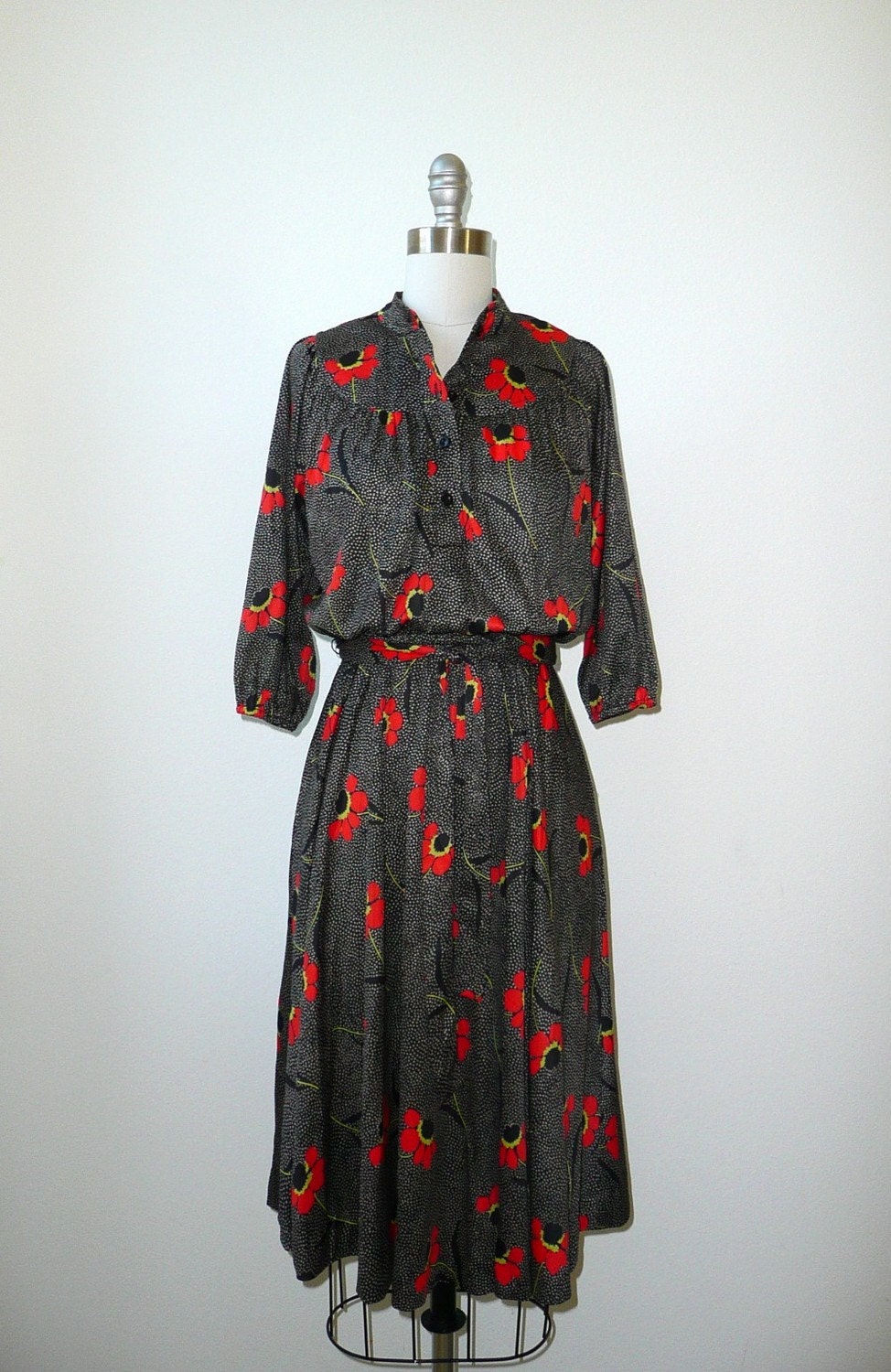 vintage 1970s Dress // Poppy Print