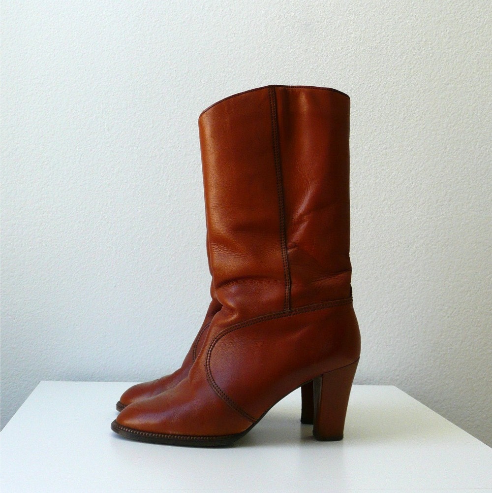 vintage 1970s Leather Boots // Size US 7