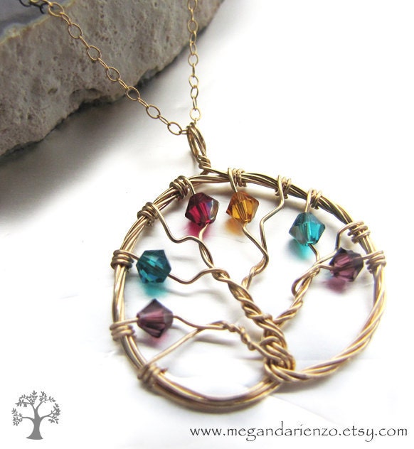 Mothers Necklace, Personalized Family Tree Birthstone Necklace