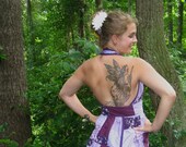 SALE handmade wrap top/tunic "Purple" patchwork halter one-of-a-kind