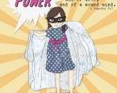 Super Girl - Spirit of POWER  - Scripture Art Print - Children's room wall art - girl's nursery decor