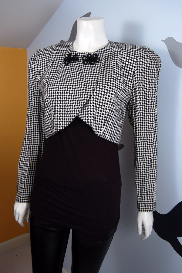 Vintage 80s Houndstooth Bolero Jacket