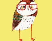 Fresh Owl. Illustration art print, Kids Poster, Prints and Posters.