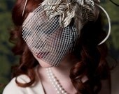 Fetching Firework Bridal Headpiece Feather Flower Fascinator Birdcage Veil Wedding Millinery Cocktail Hat