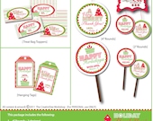 Printable Holiday Thank You Set - 2"&4" Rounds, Treat Bag Toppers, Hanging Gift Tags