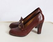 Vintage Oxford Shoes with Stacked Heels, Womens Heeled Oxford shoes Heeled Loafers with Buckle Granny Heels Preppy