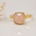 October Birthstone - Cushion Cut Pink Chalcedony Ring - Bezel Set Ring - Pink Quartz ring - Gemstone Ring - Gold Ring - Mother's Day Gift