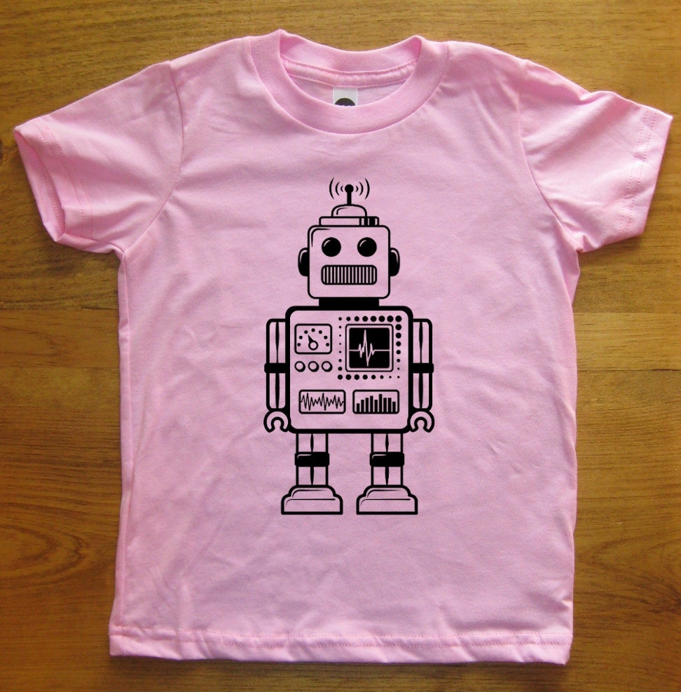 Robot Shirt - Retro Robot Kids T Shirt - 8 Colors Available - Sizes 2T, 4T, 6, 8, 10, 12 - Gift Friendly