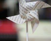 Book page favor 12 Mini Spinnable Pinwheels A Book Tale - Party favor