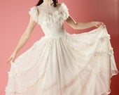 Vintage Wedding Dress 1930s Emma Domb Party Lines Sweetheart Neckline Cupcake Ruffle 1940s