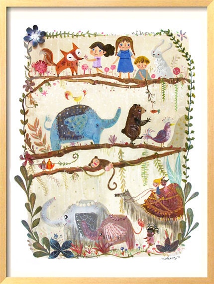 LARGE, Art for Children , Kids Wall Art, Baby Room Decor, Nursery print, Poster, 13 X 19 artprint , Illustration