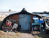 Good Luck photograph, horseshoe on fishing boat home decor, Lindisfarne Castle, Holy Island, England. 8x10 fine art photo. UK seller