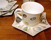 Vintage Espresso Demitasse Cup Saucers Set Nautical shells