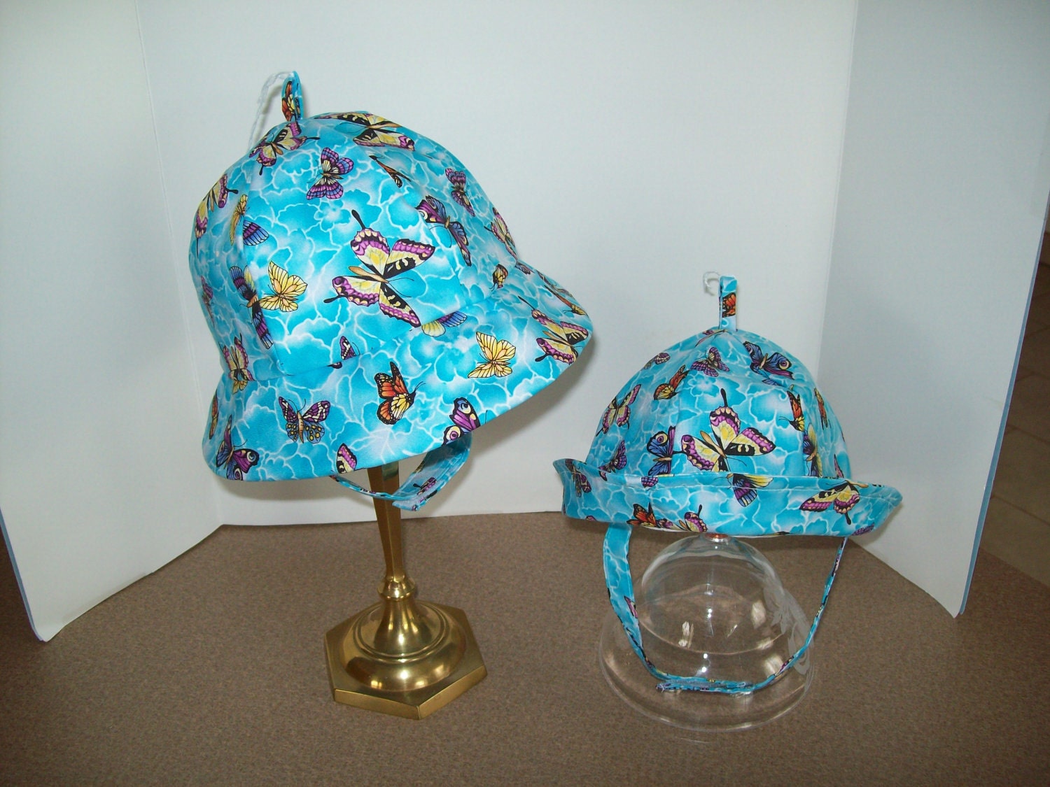 Infant Sunhat Butterflies on Aqua--Only 2 left--